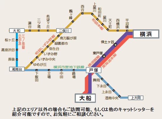 キャットシッター可能エリア路線図